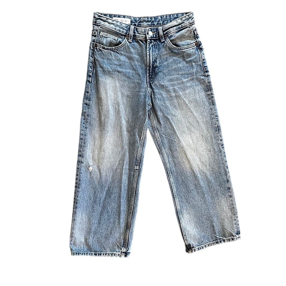 Zara Womens High Waisted Wide Leg Jeans Light Wash Blue Denim Size 2 US